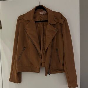 Philosophy Brown Suede Leather Motorcycle Jacket